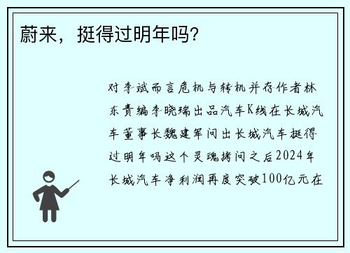 蔚来，挺得过明年吗？