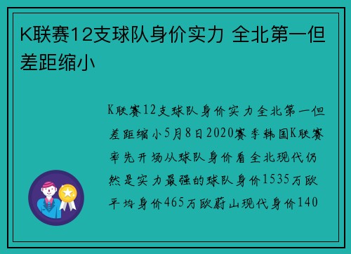 K联赛12支球队身价实力 全北第一但差距缩小
