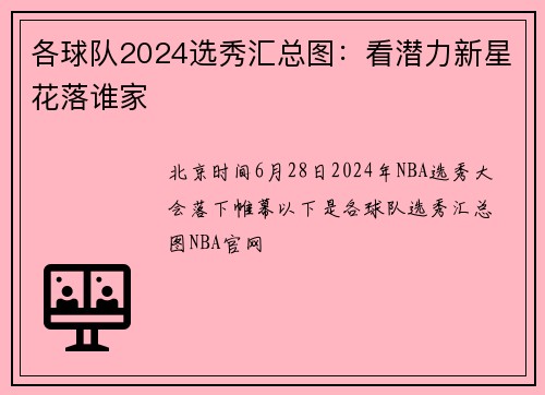 各球队2024选秀汇总图：看潜力新星花落谁家